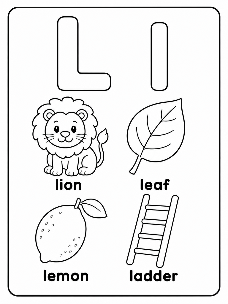 Letter L printable preview