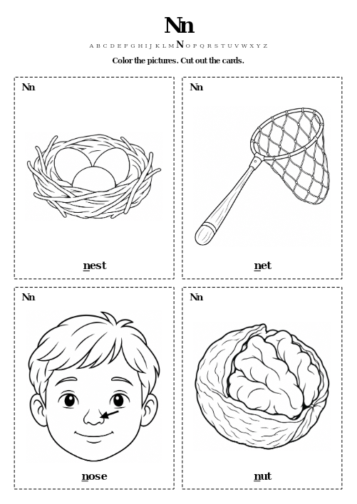 Nn Color and Cut Cards printable preview