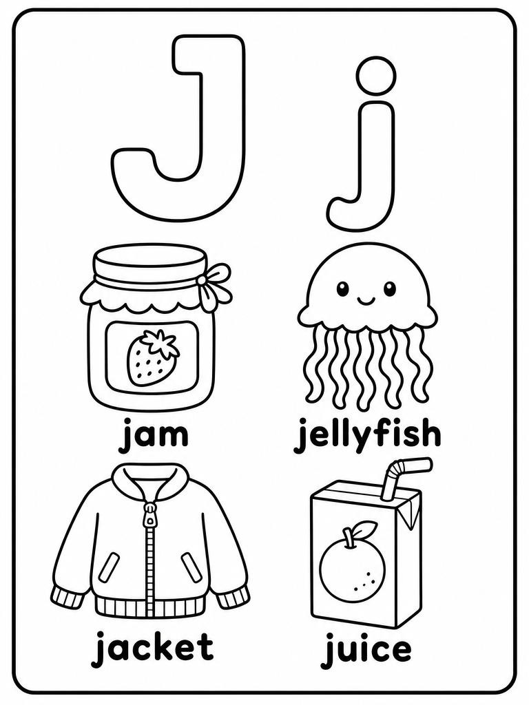 Letter J printable preview
