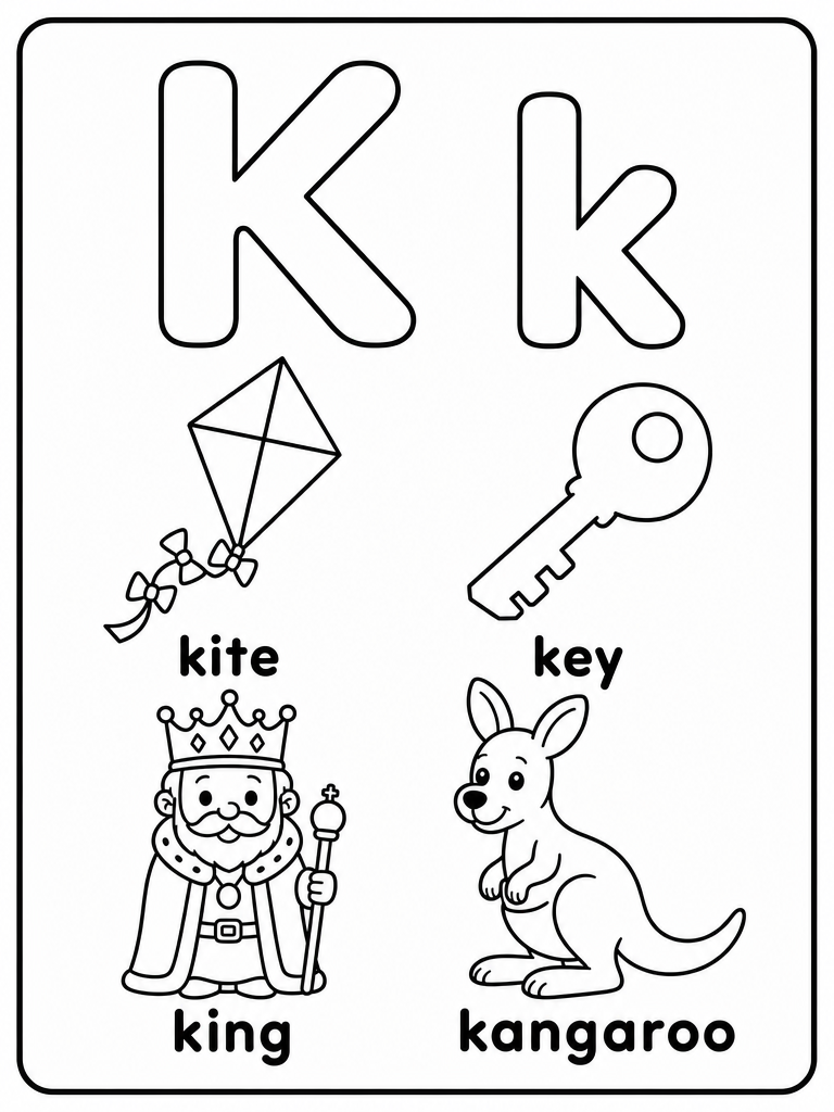 Letter K printable preview