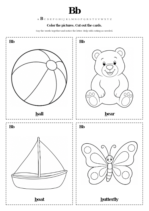 Bb Color and Cut Cards printable preview