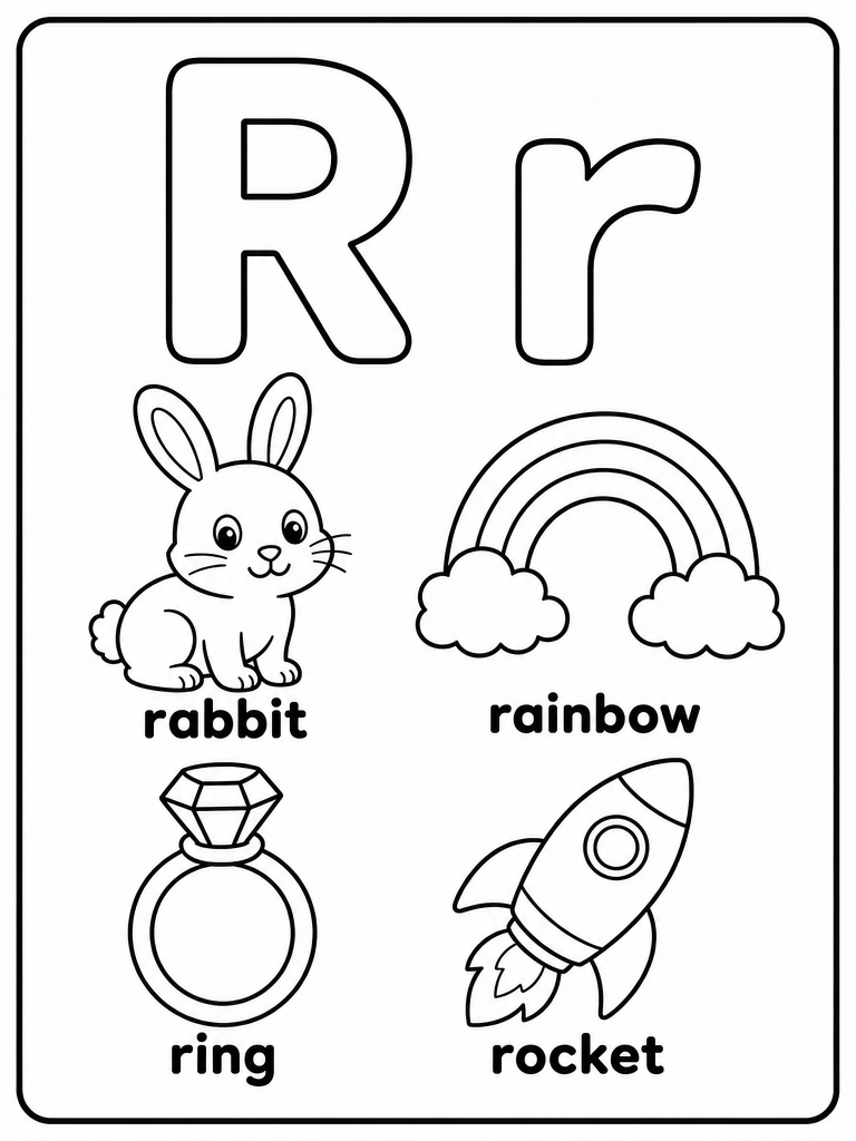 Letter R printable preview