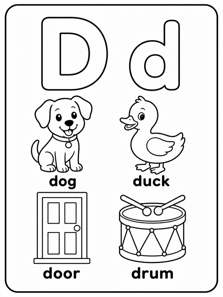 Letter D printable preview