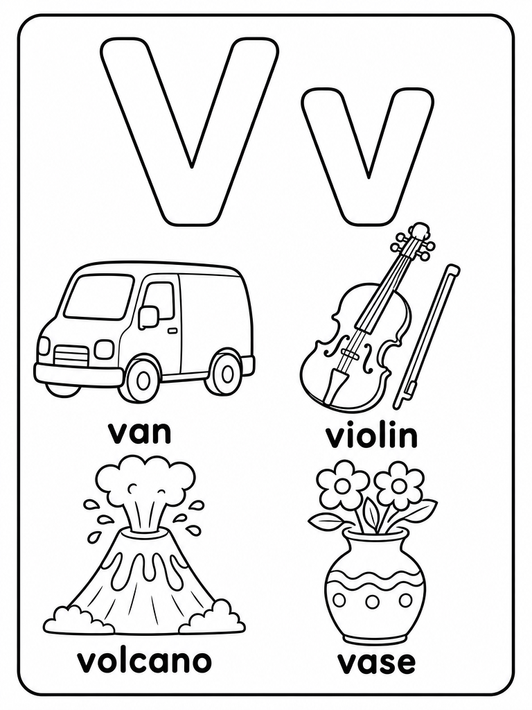 Letter V printable preview