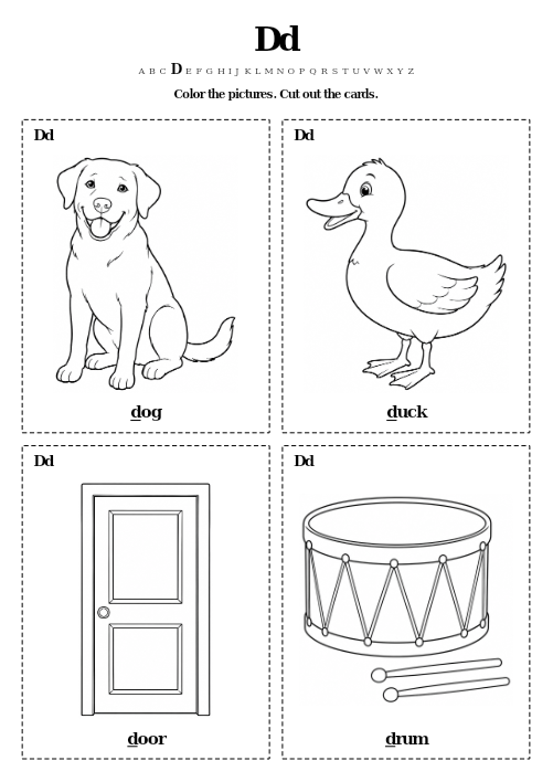 Dd Color and Cut Cards printable preview