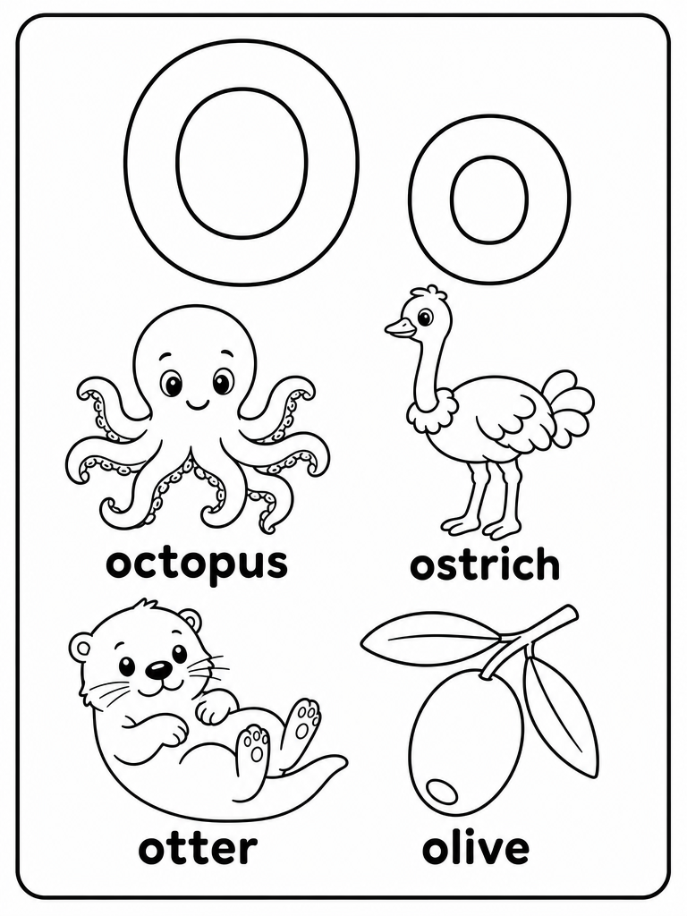 Letter O printable preview