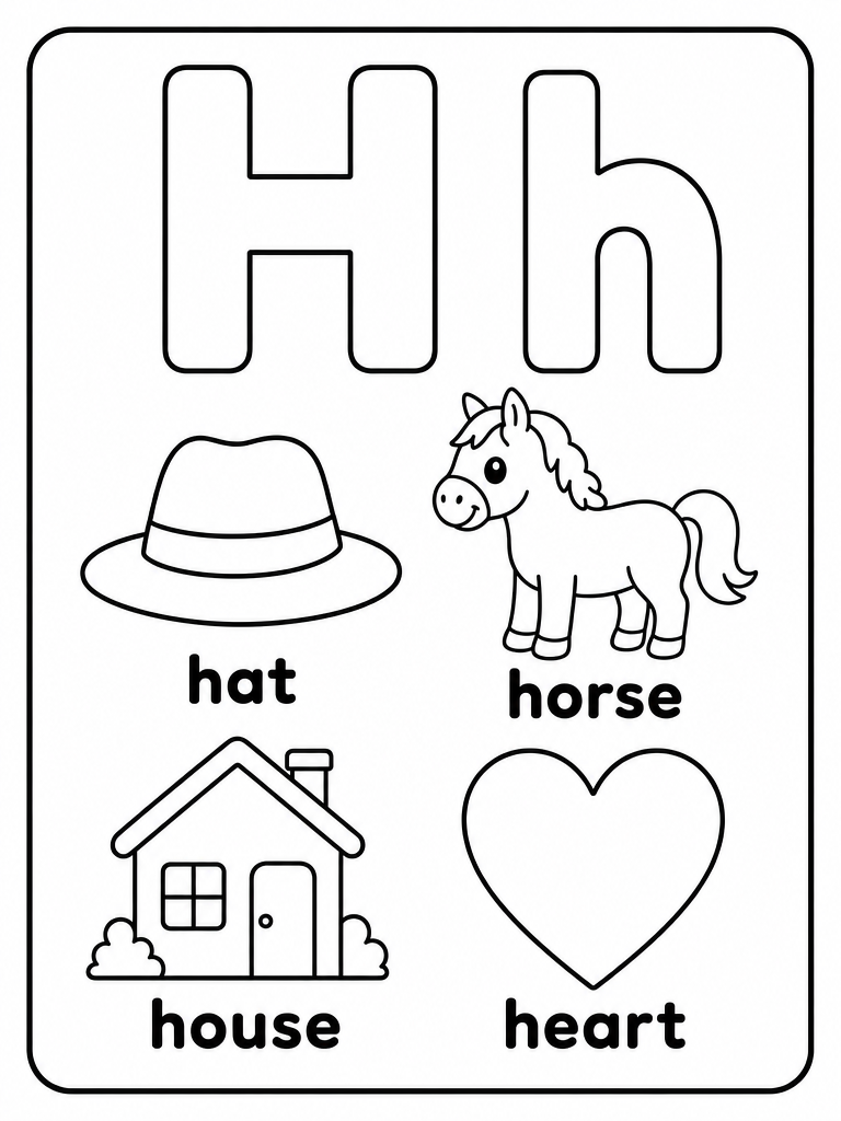 Letter H printable preview
