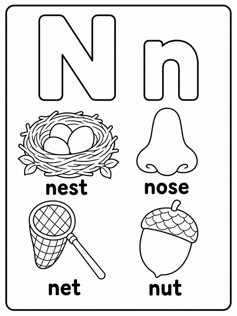 Letter N printable preview