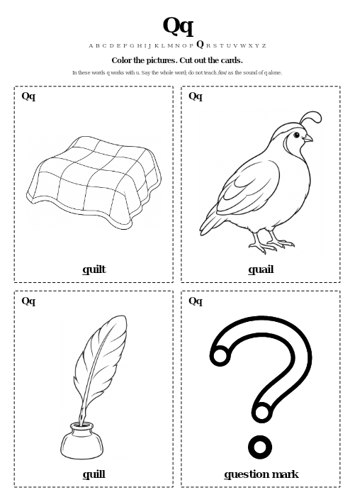 Qq Color and Cut Cards printable preview