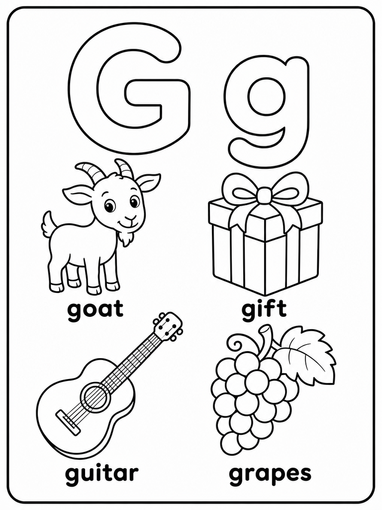 Letter G printable preview